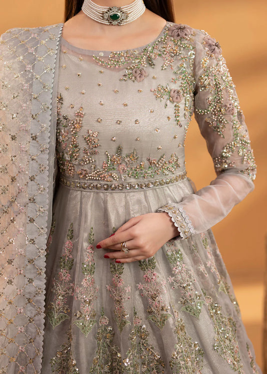 Luxury Blush Pink Embroidered Organza Maxi Ensemble