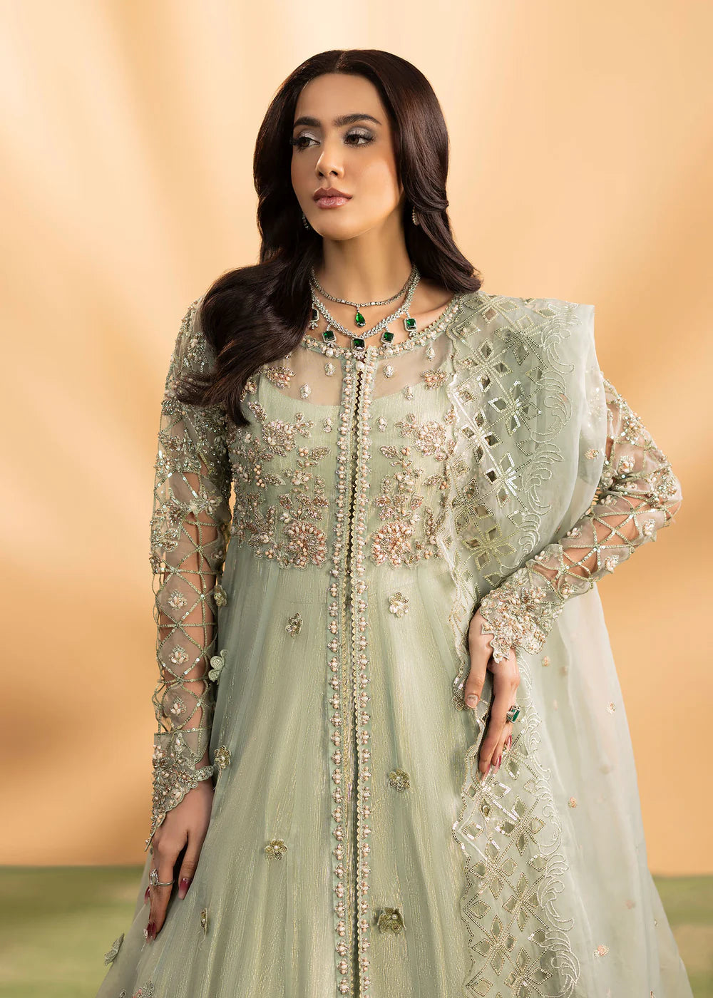 Elegant Aquamarine Organza Maxi Dress