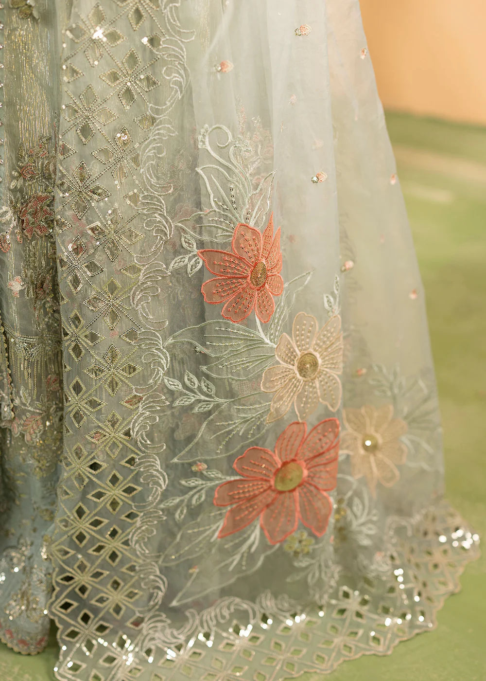 Elegant Aquamarine Organza Maxi Dress