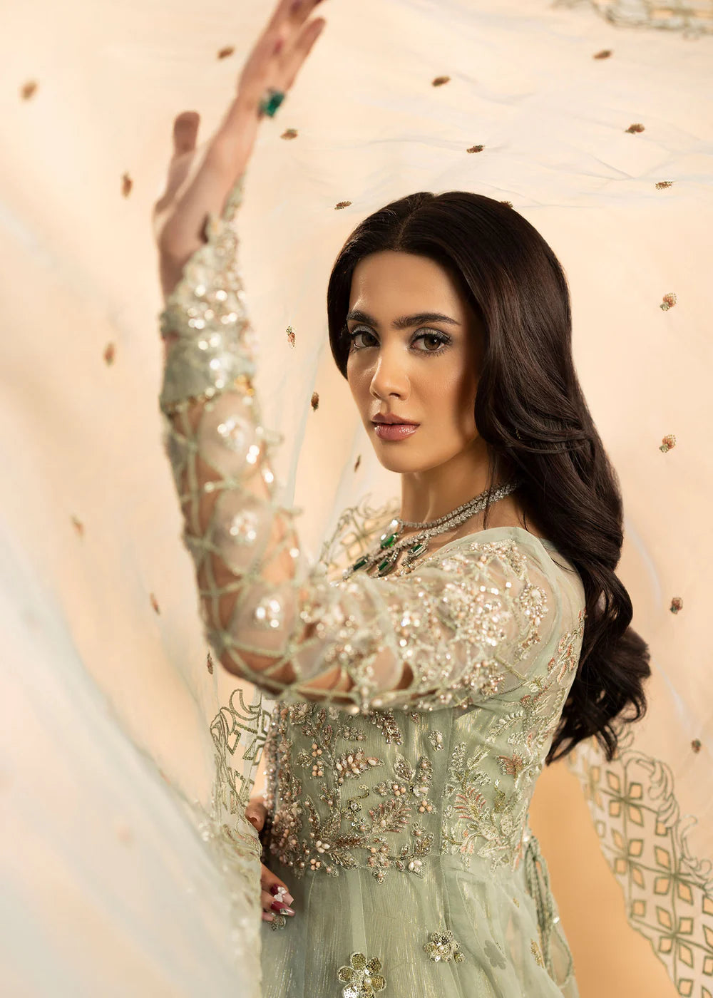 Elegant Aquamarine Organza Maxi Dress