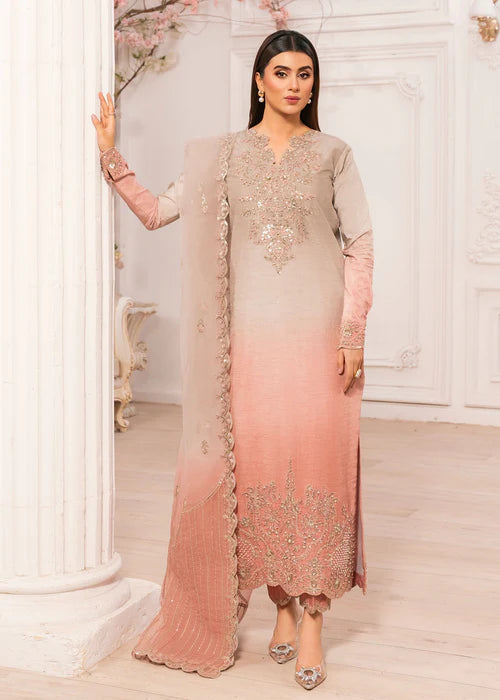 Zarqun Pink Indian Raw Silk 3-Piece Kurta Set