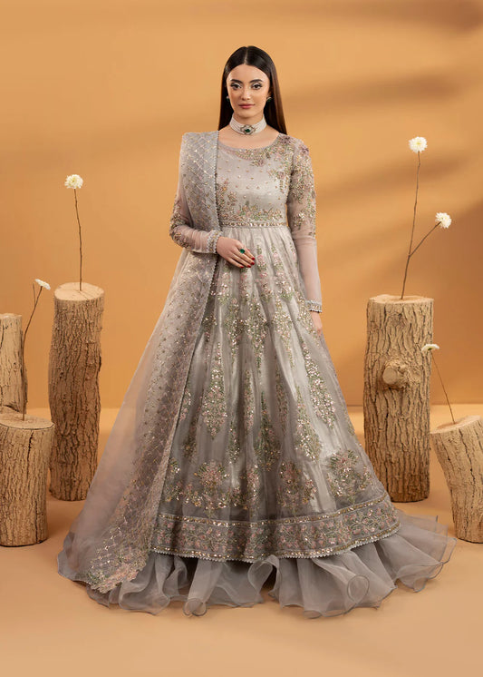 Luxury Blush Pink Embroidered Organza Maxi Ensemble