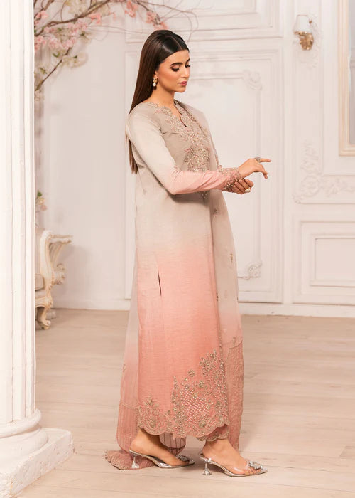 Zarqun Pink Indian Raw Silk 3-Piece Kurta Set