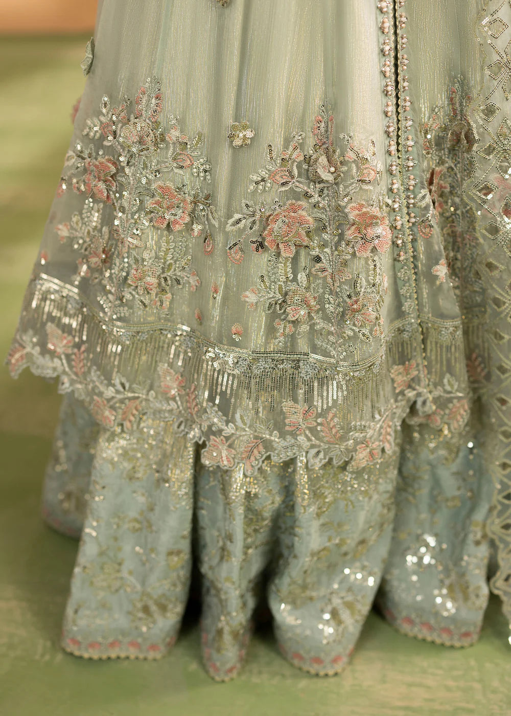 Elegant Aquamarine Organza Maxi Dress