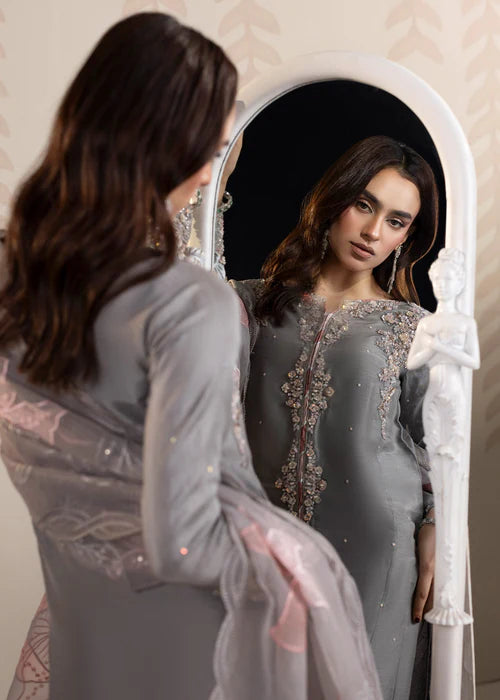 Classic Raw Silk Embroidered Shirt & Organza Wrap