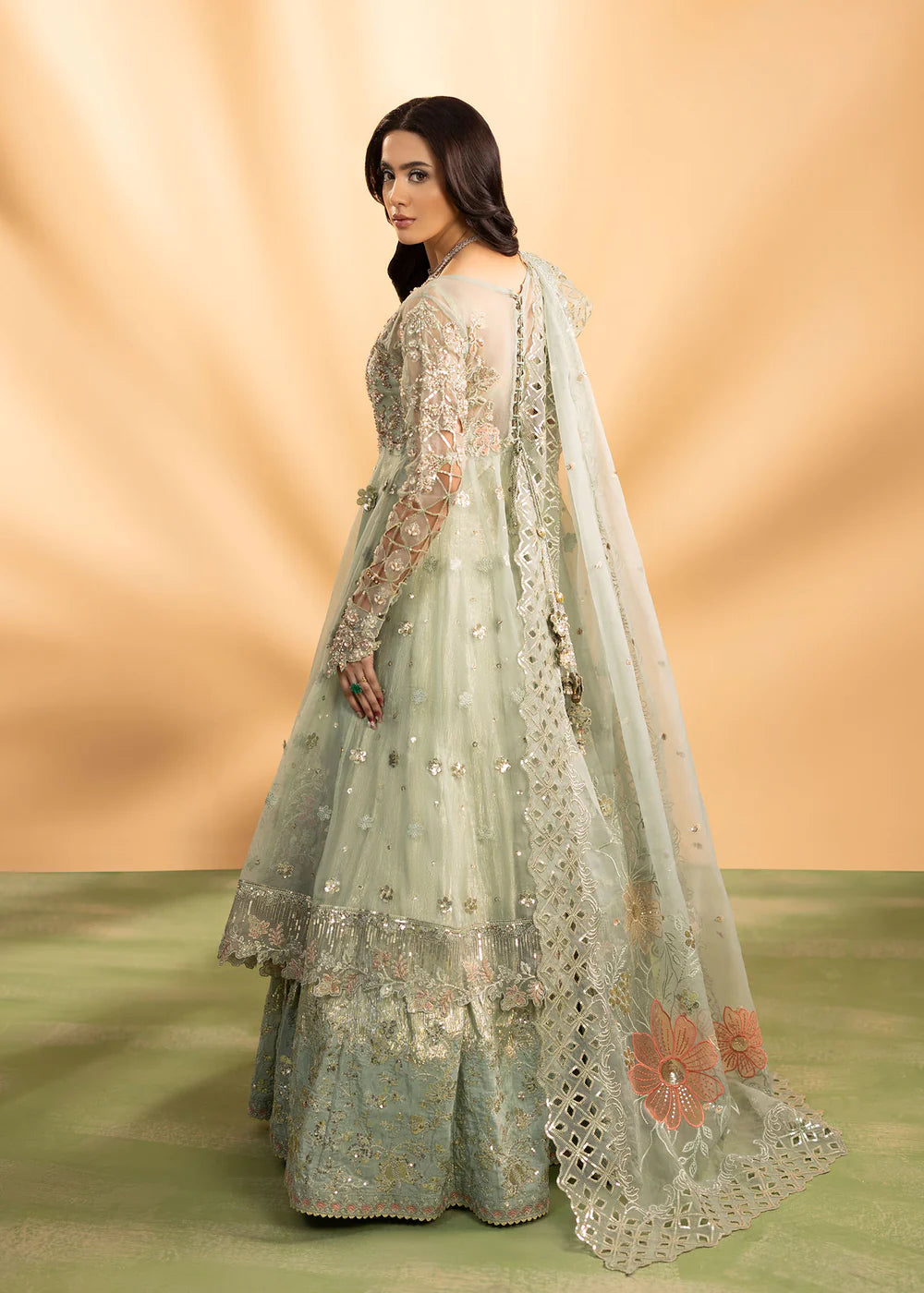 Elegant Aquamarine Organza Maxi Dress