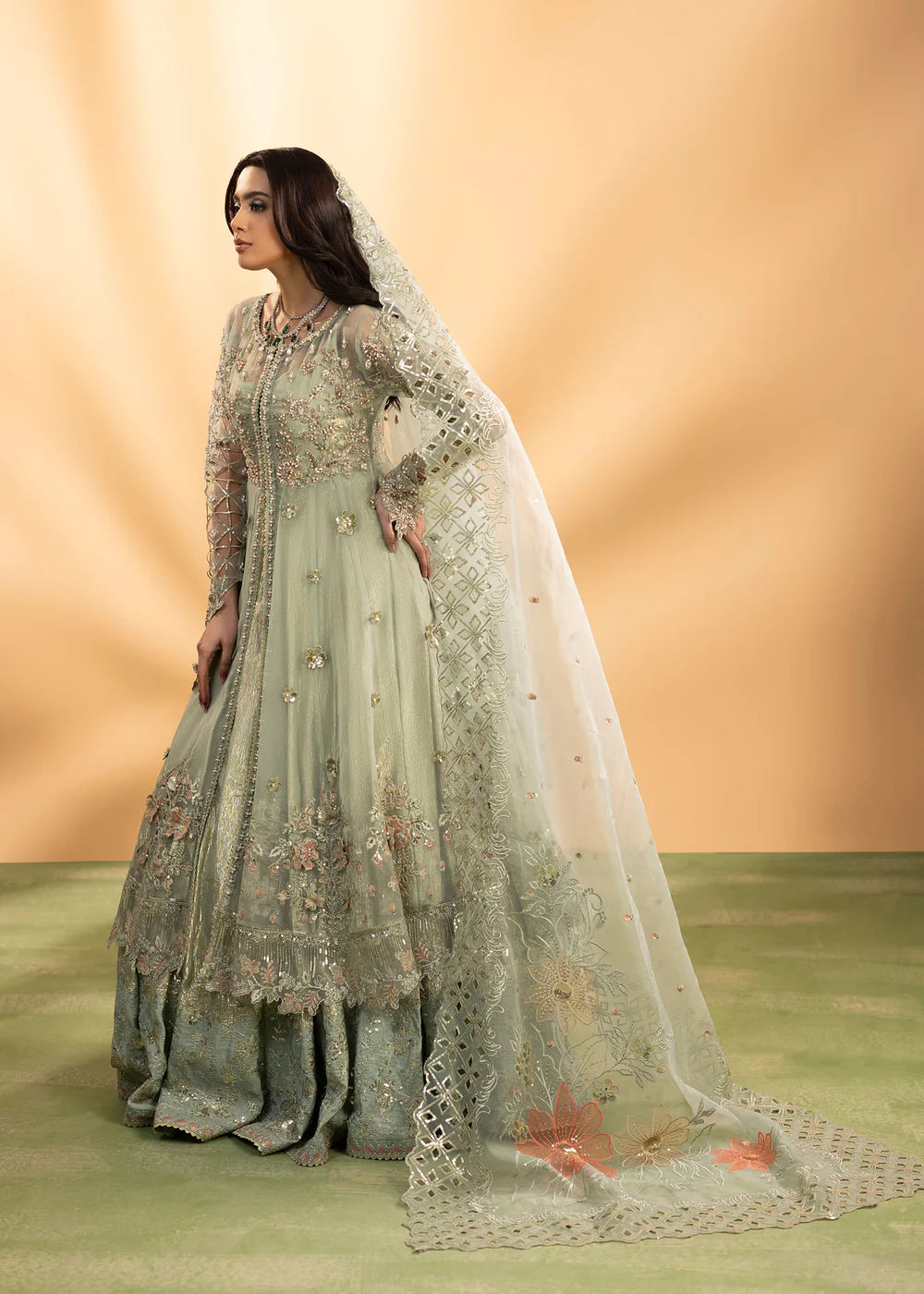 Elegant Aquamarine Organza Maxi Dress