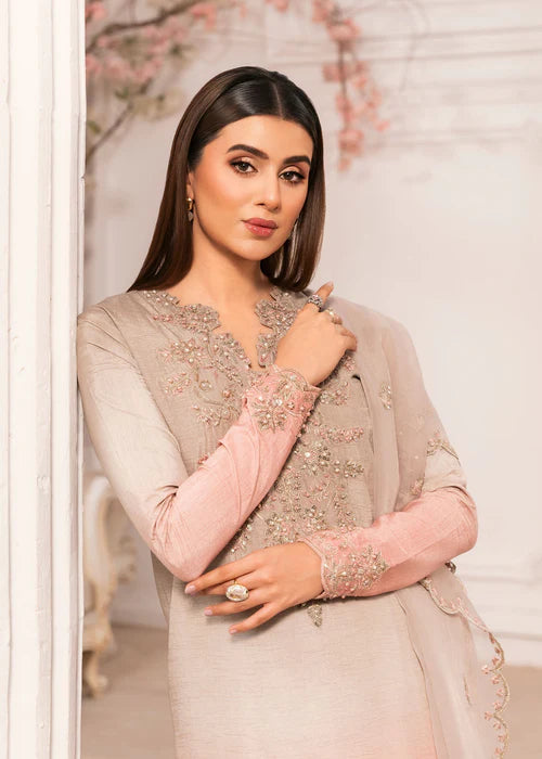 Zarqun Pink Indian Raw Silk 3-Piece Kurta Set