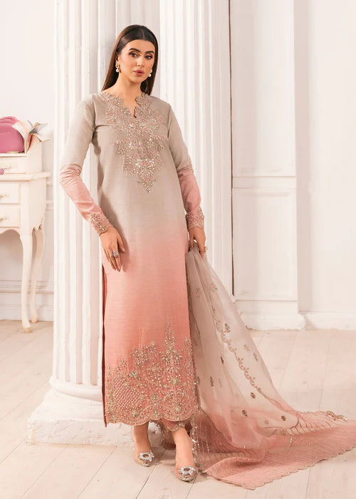 Zarqun Pink Indian Raw Silk 3-Piece Kurta Set